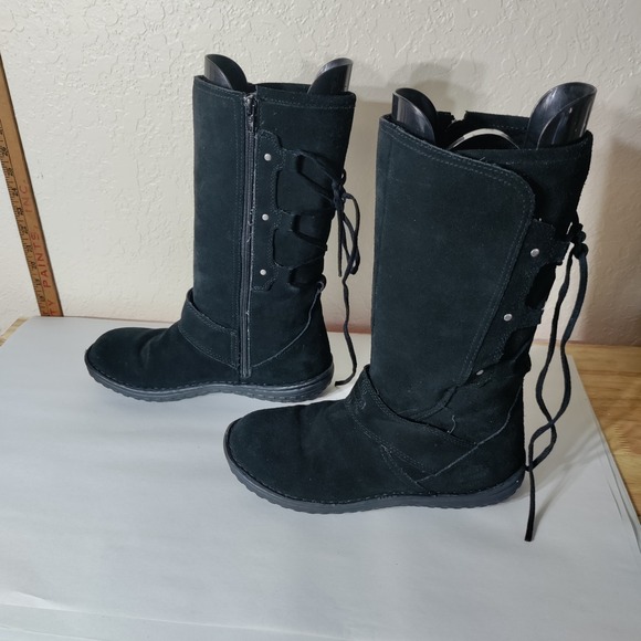Harley-Davidson Shoes - Harley-Davidson Womens D85385 Black Suede Lace Up Back Mid Calf Boots Size 9